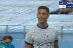 楊一鳴橫傳失誤，路易斯遠射破門，申花1-0領(lǐng)先深圳！