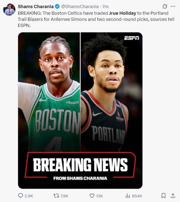 霍勒迪回歸開拓者635天后！綠凱1換2迎西蒙斯，新三巨更年輕