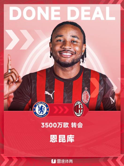 官方：米蘭簽切爾西前鋒恩昆庫，轉會費或達3500萬歐
