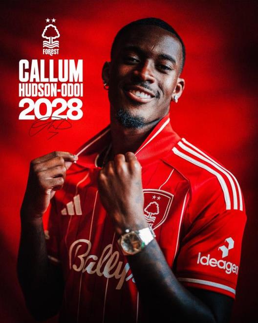 官方：諾丁漢森林與赫德森-奧多伊續約至2028年