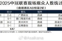 2025中冠聯賽曲靖賽區AB組第2輪觀眾人數統計