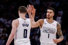 臥龍鳳雛難顯威！掘金首發波特&布勞恩半場8中0僅得2分