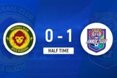 半場戰況：貴州筑城0-1天津津門虎，王政豪頭球破門，鄭圣雄遭黃牌