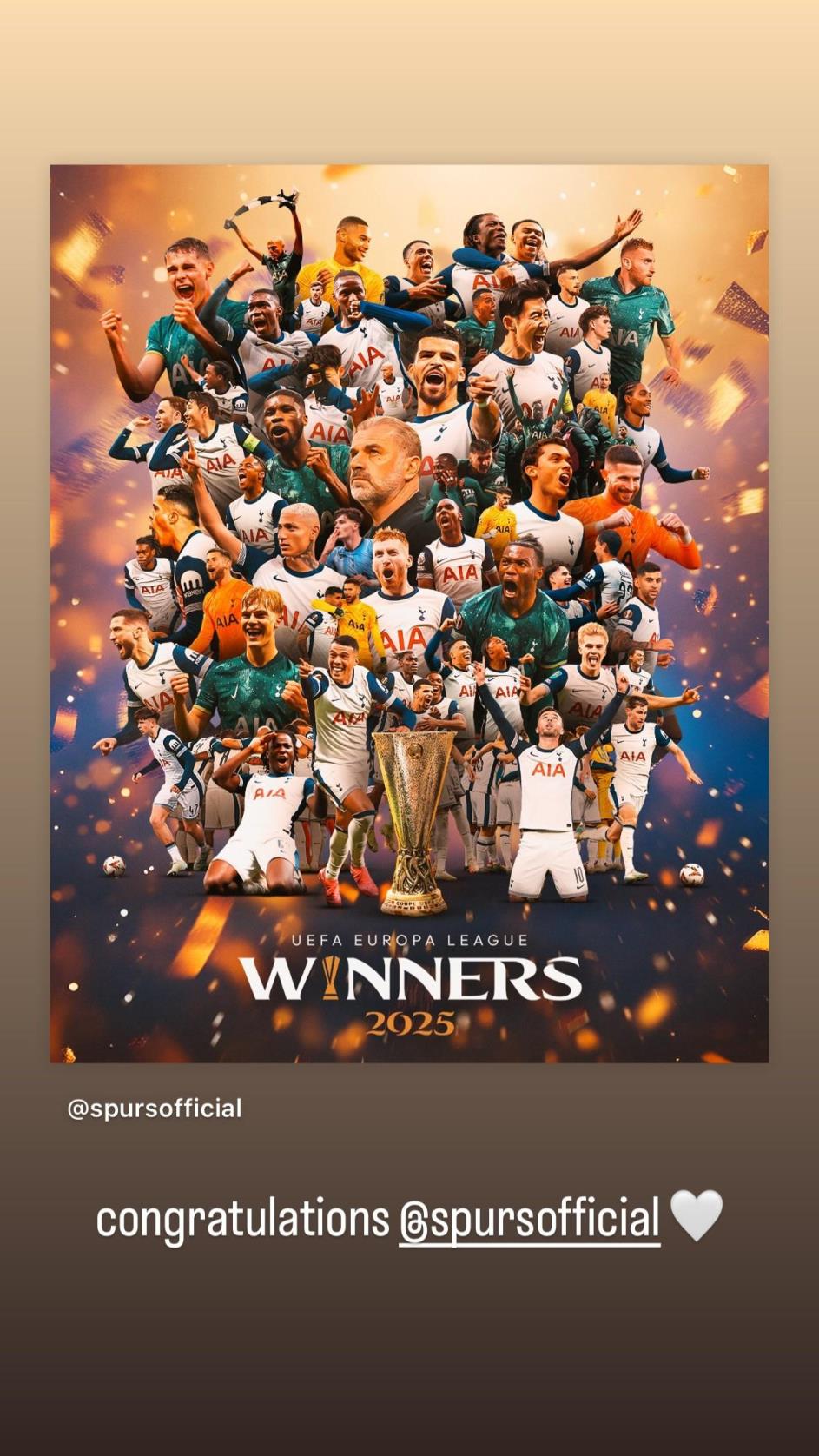 熱刺奪冠凱恩社媒送祝賀