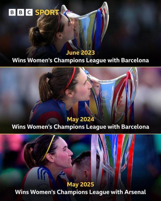 錦鯉阿森納女足前鋒卡爾登泰近5個賽季4次助隊問鼎女足歐冠