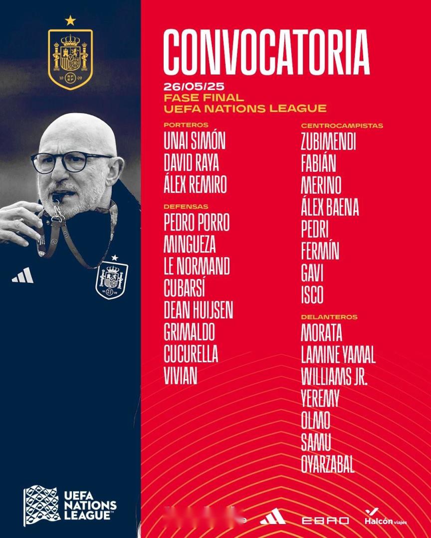 西班牙歐國聯大名單公布：亞馬爾領銜，佩德里、莫拉塔入選